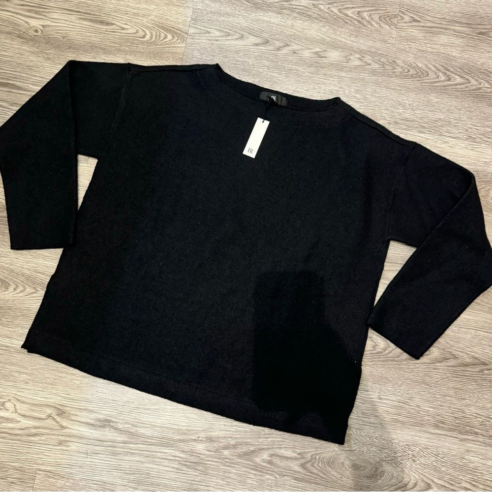 Banana Republic Black boatneck wool top black